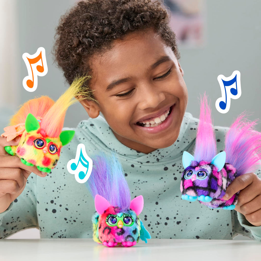 FURBY DJ Furblets Pepp-Oh-Roni: Stretchy Mini Plush Toy with Sound Effects and Furbish Language