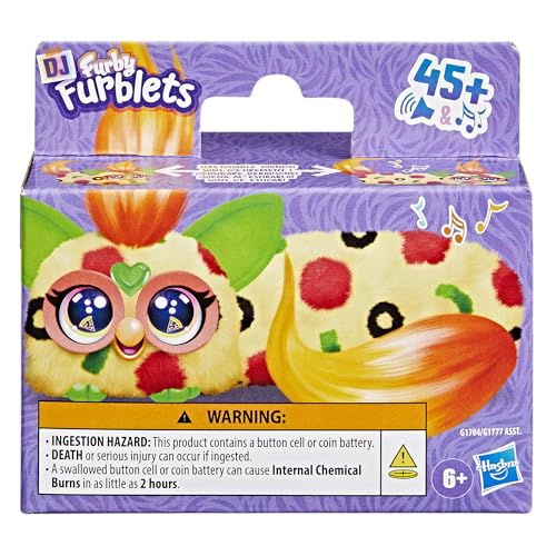 FURBY DJ Furblets Pepp-Oh-Roni: Stretchy Mini Plush Toy with Sound Effects and Furbish Language