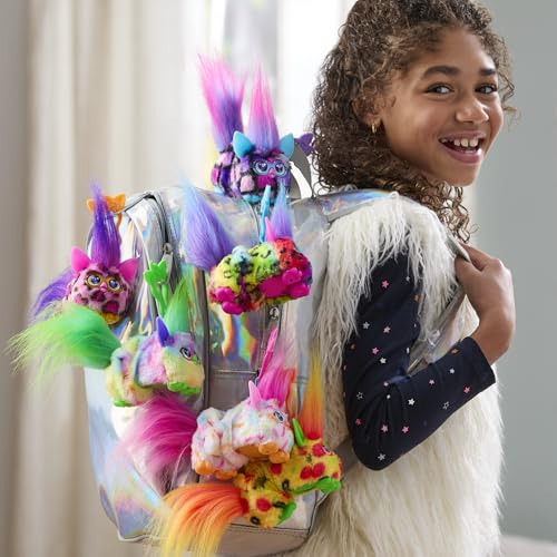 Furby DJ Furblets Rain-Bow-Kat Mini Electronic Plush Toy with Stretchable Sound Effects and Music