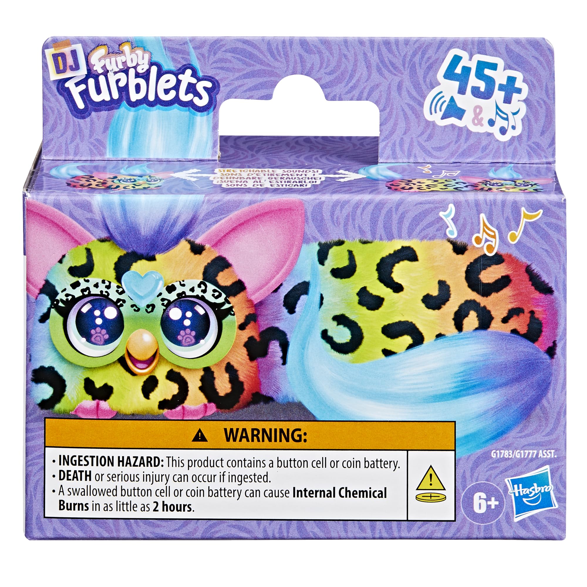 Furby DJ Furblets Rain-Bow-Kat Mini Electronic Plush Toy with Stretchable Sound Effects and Music