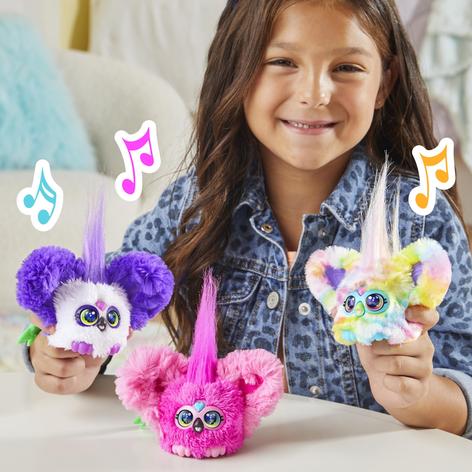 Furby Furblets Chee-Chee Mini Friend - Cheetah Print Electronic Plush Toy with 45+ Sounds, Keychain Clip, Ages 6+