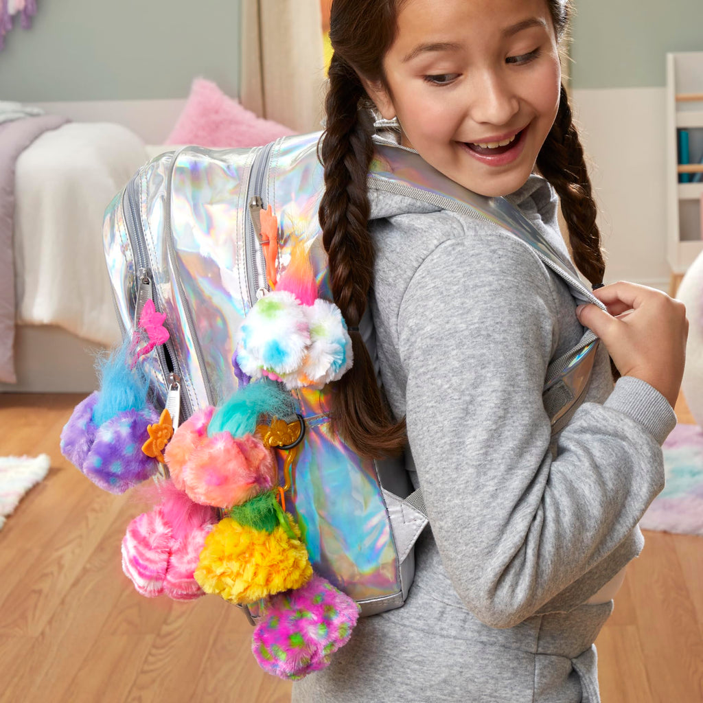Furby Furblets Groo-Vee Mini Friend: Purple & Blue Plush with Keychain Clip, 45+ Sounds in Furbish, Ages 6+