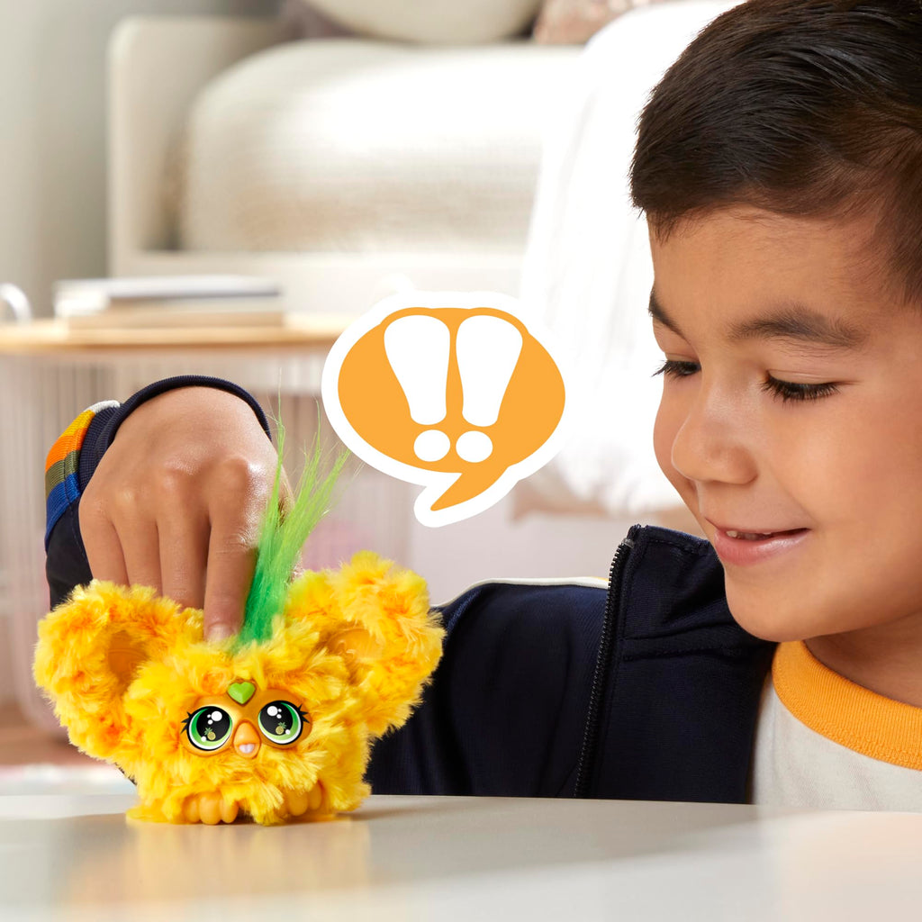 Furby Furblets Hoo-Lah Pineapple Mini Friend – 45+ Sounds, Speaks Furbish, Keychain Clip for Kids Ages 6+