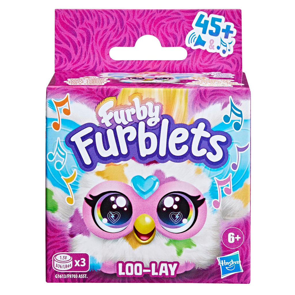 Furby Furblets Loo-Lay Mini Friend: Gamer Plush with 45+ Chiptune Sounds & Backpack Clip