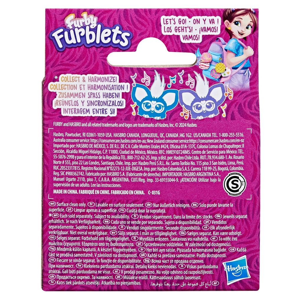 Furby Furblets Loo-Lay Mini Friend: Gamer Plush with 45+ Chiptune Sounds & Backpack Clip