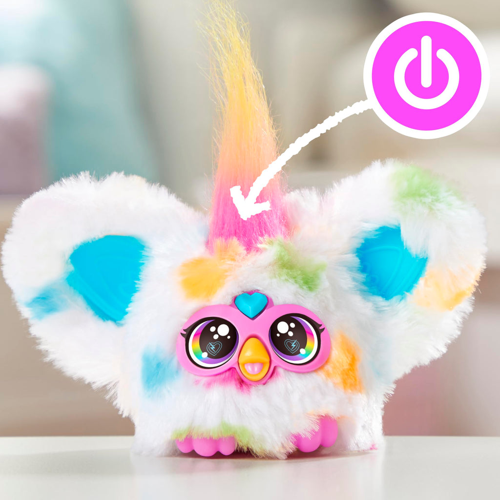 Furby Furblets Loo-Lay Mini Friend: Gamer Plush with 45+ Chiptune Sounds & Backpack Clip