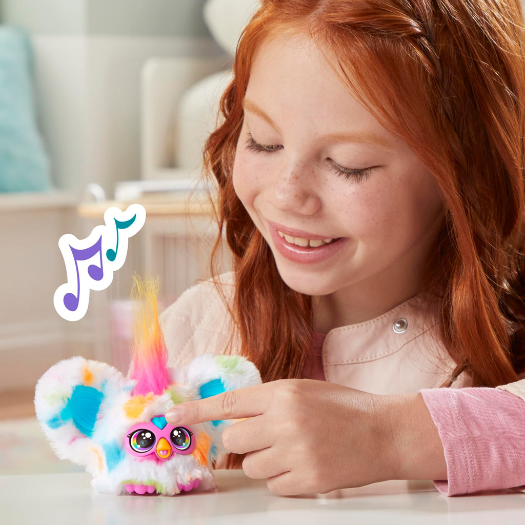 Furby Furblets Loo-Lay Mini Friend: Gamer Plush with 45+ Chiptune Sounds & Backpack Clip
