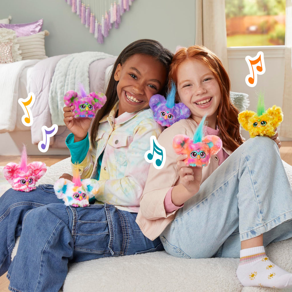 Furby Furblets Loo-Lay Mini Friend: Gamer Plush with 45+ Chiptune Sounds & Backpack Clip