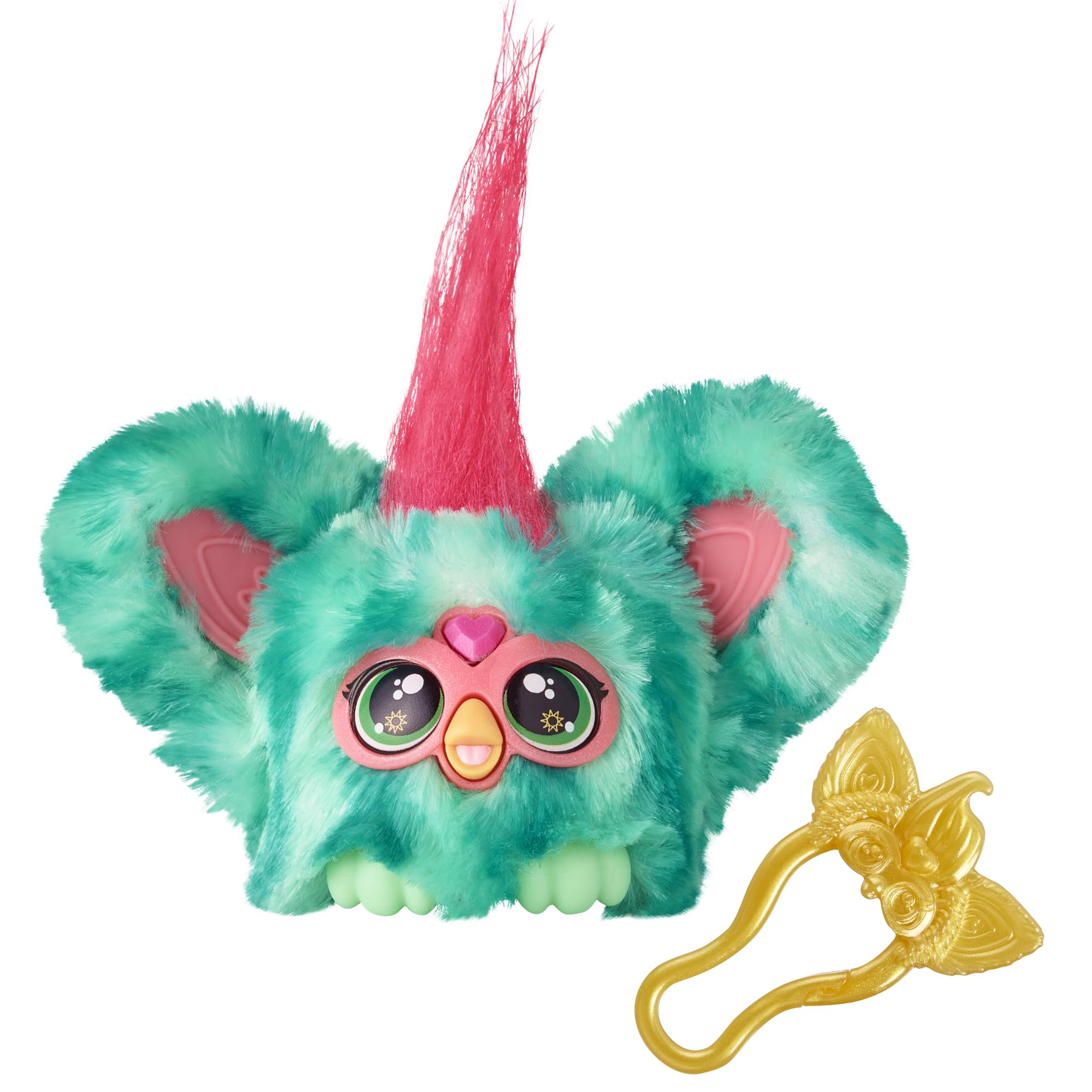 Furby Furblets Mello-Nee Mini Plush Toy with 45+ Sounds and Keychain Clip, Watermelon Red & Green
