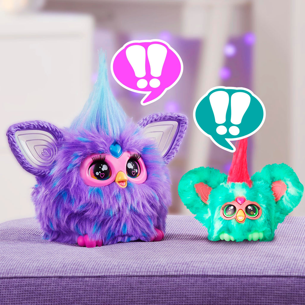 Furby Furblets Mello-Nee Mini Plush Toy with 45+ Sounds and Keychain Clip, Watermelon Red & Green