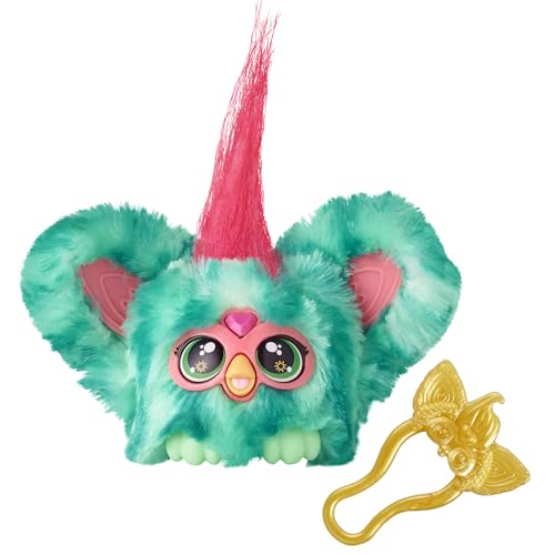 Furby Furblets Mello-Nee Mini Plush Toy with 45+ Sounds and Keychain Clip, Watermelon Red & Green