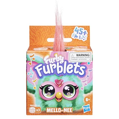 Furby Furblets Mello-Nee Mini Plush Toy with 45+ Sounds and Keychain Clip, Watermelon Red & Green