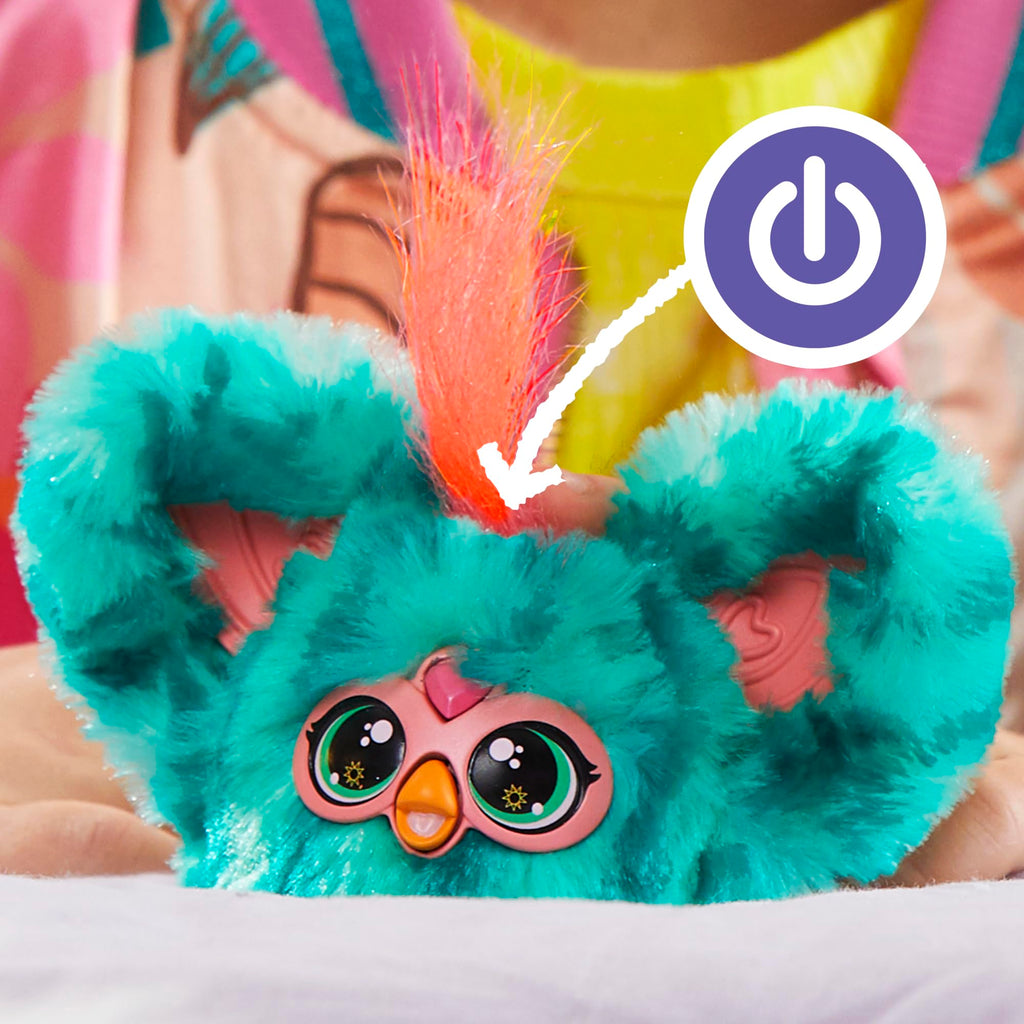 Furby Furblets Mello-Nee Mini Plush Toy with 45+ Sounds and Keychain Clip, Watermelon Red & Green