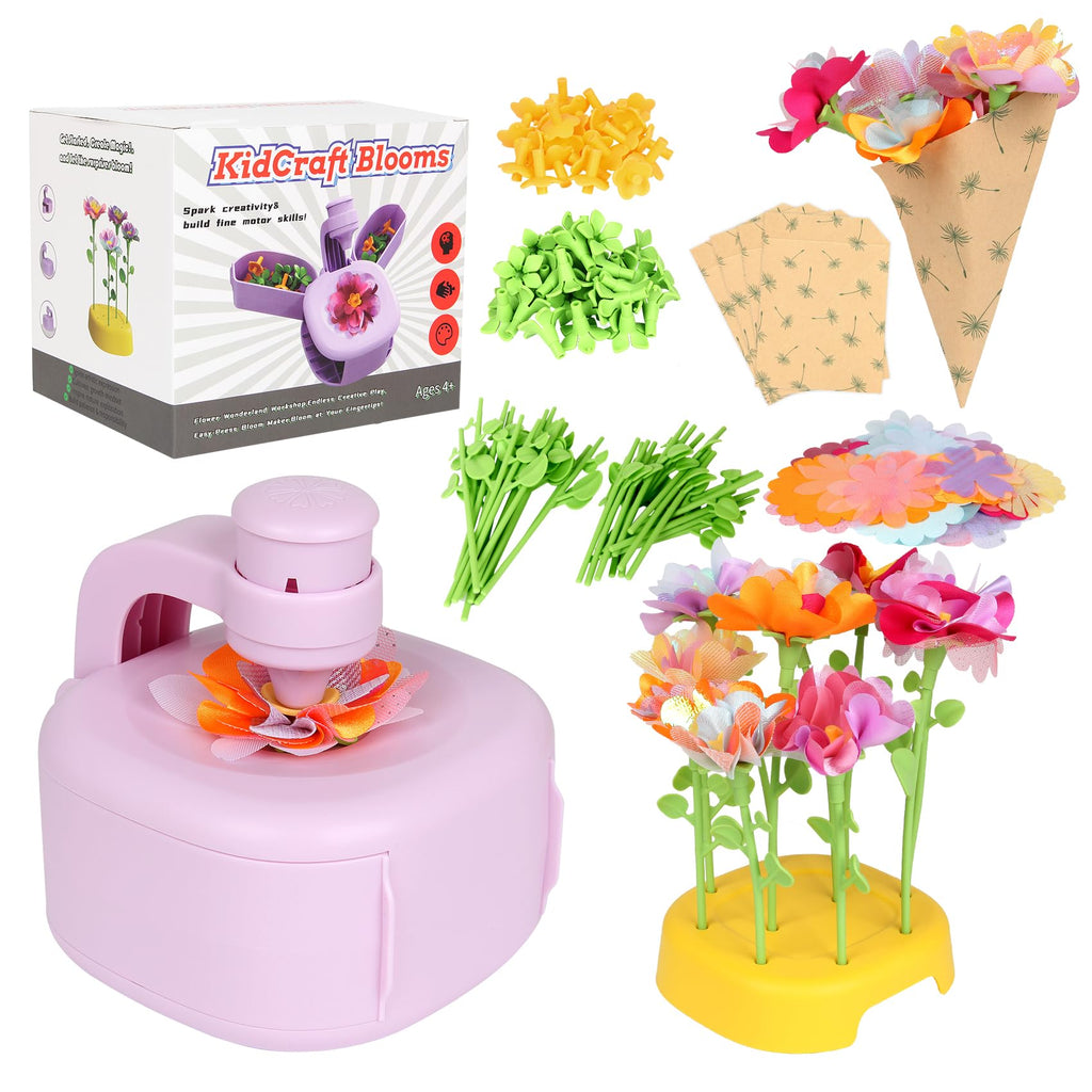 FURNIPLAS Flower Bouquet Toy - DIY Craft Kit for Kids Ages 4-8 with Wreath Components
