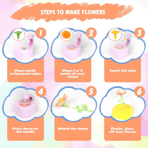 FURNIPLAS Flower Bouquet Toy - DIY Craft Kit for Kids Ages 4-8 with Wreath Components
