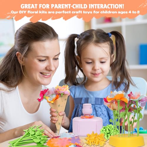 FURNIPLAS Flower Bouquet Toy - DIY Craft Kit for Kids Ages 4-8 with Wreath Components