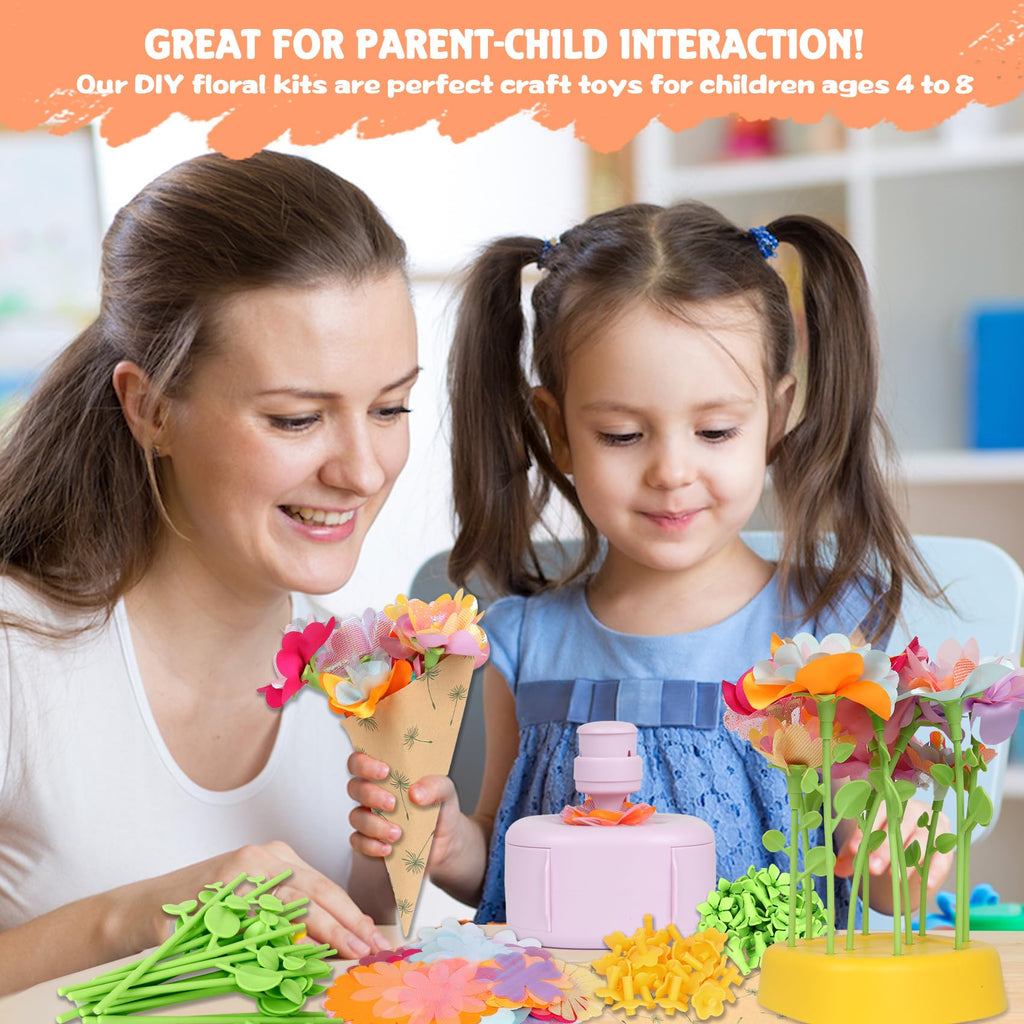 FURNIPLAS Flower Bouquet Toy - DIY Craft Kit for Kids Ages 4-8 with Wreath Components