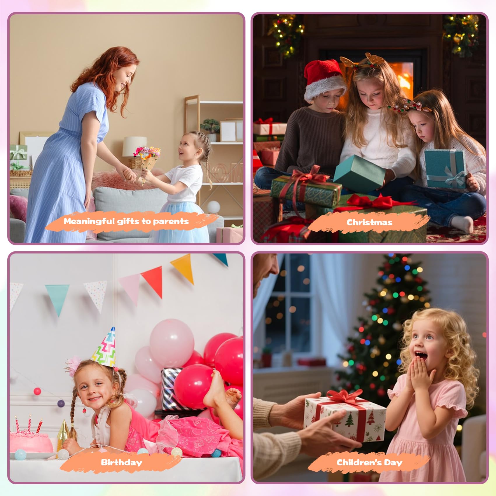 FURNIPLAS Flower Bouquet Toy - DIY Craft Kit for Kids Ages 4-8 with Wreath Components