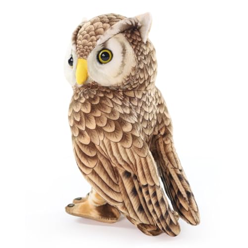Furvana 8-Inch Realistic Owl Stuffed Animal – Soft Brown Plush Toy for Kids