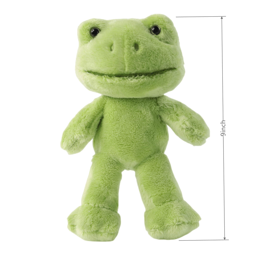 Furvana 9-Inch Green Frog Plush with Removable Knit Clothes – Soft Stuffed Animal Toy for Kids
