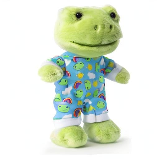 Furvana 9-Inch Green Frog Plush with Removable Knit Clothes – Soft Stuffed Animal Toy for Kids