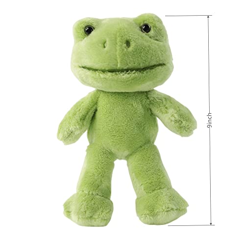 Furvana 9-Inch Green Frog Plush with Removable Knit Clothes – Soft Stuffed Animal Toy for Kids