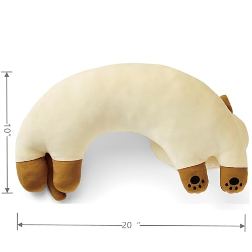 Furvana U-Shaped Cat Plush Pillow - 20" Ultrasoft Stuffed Animal Neck Pillow for Travel, Office, or Bed