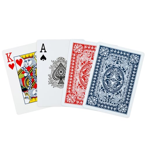 FURWEY 12-Pack Standard Playing Cards – Large Print, Red & Blue Backs for Poker, Blackjack, Euchre, Canasta