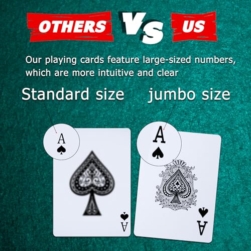 FURWEY 12-Pack Standard Playing Cards – Large Print, Red & Blue Backs for Poker, Blackjack, Euchre, Canasta