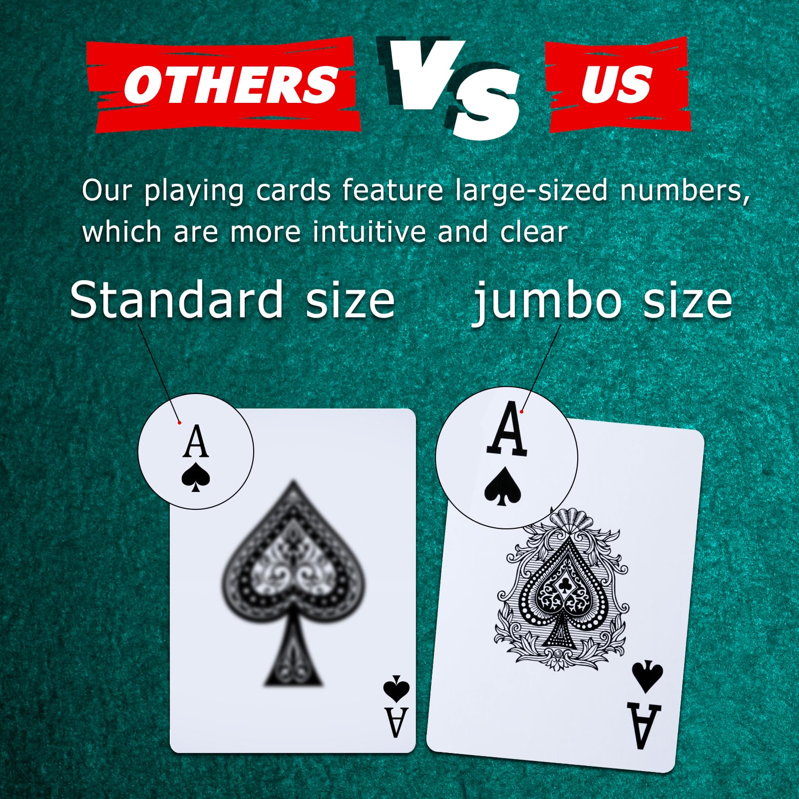 FURWEY 12-Pack Standard Playing Cards – Large Print, Red & Blue Backs for Poker, Blackjack, Euchre, Canasta