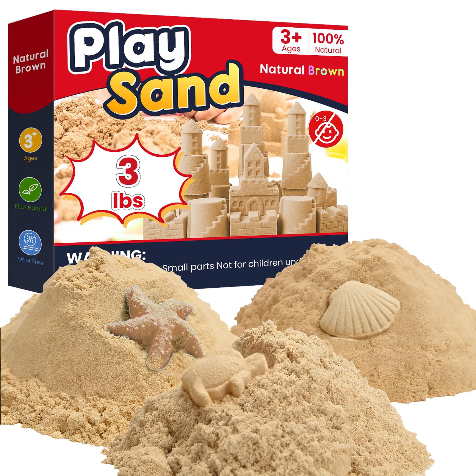 FURWEY Natural Brown Play Sand 3 lbs – Sensory Moldable Sand for Kids, Non-Toxic, Reusable