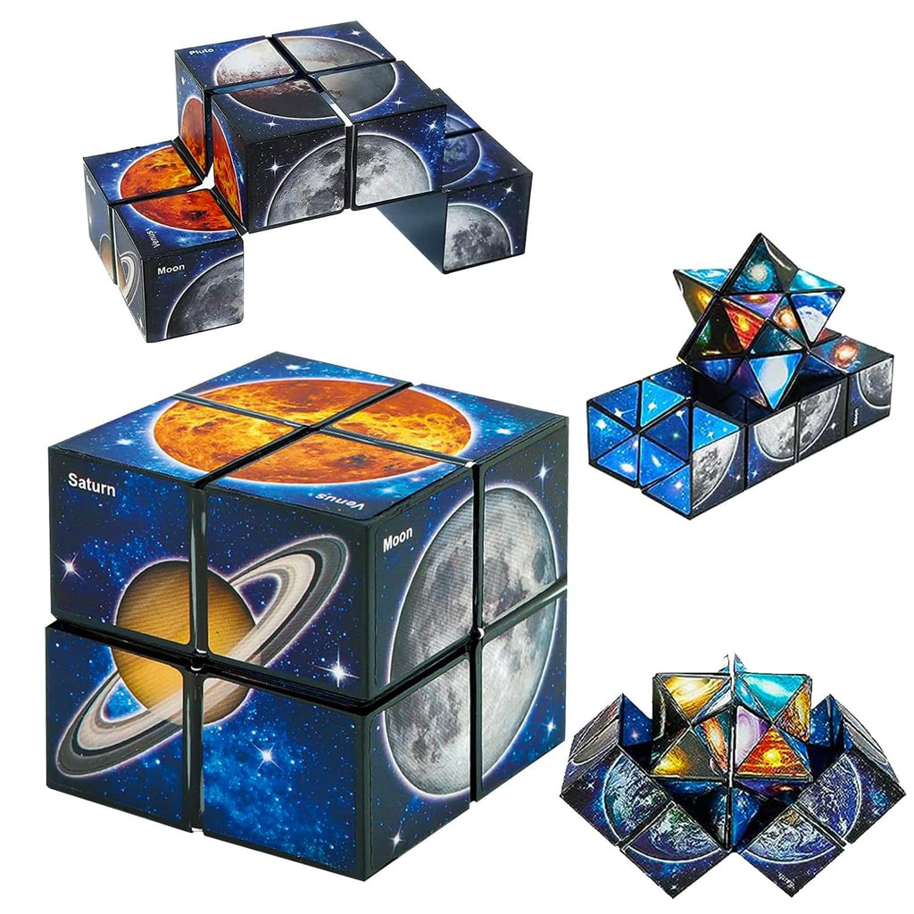 FUSHUI Star Cube Magic Cube 2 in 1 Set – Galaxy Infinity Cube Fidget Toy for Kids & Adults