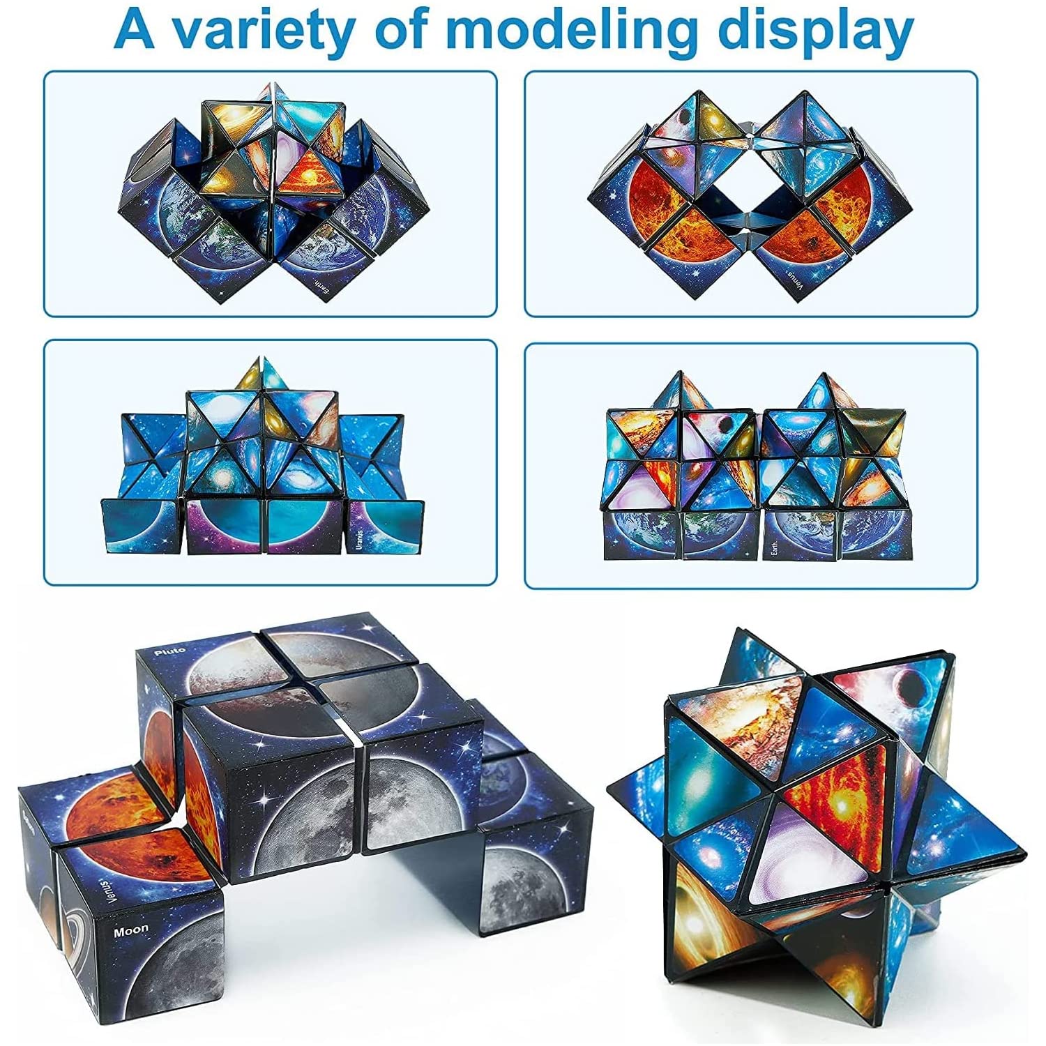 FUSHUI Star Cube Magic Cube 2 in 1 Set – Galaxy Infinity Cube Fidget Toy for Kids & Adults