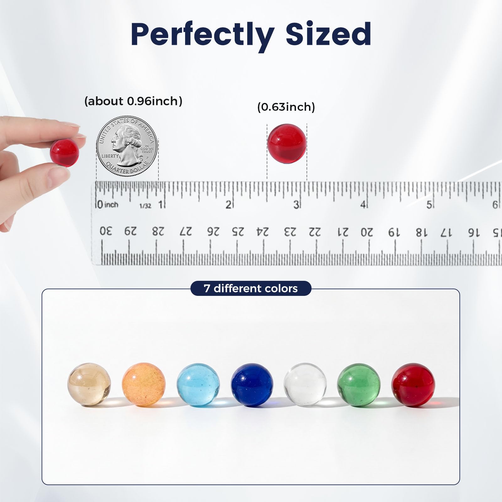 FUTUREPLUSX 150 Glass Marbles Bulk - 5/8 inch Colorful Marbles for Games, Decor & Gifts