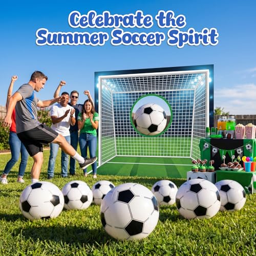 FUTUREPLUSX 8-Pack 12-Inch Inflatable Soccer Beach Balls for Kids - Burst-Resistant PVC Pool Toys & Party Favors