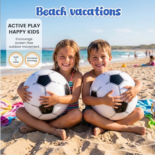 FUTUREPLUSX 8-Pack 12-Inch Inflatable Soccer Beach Balls for Kids - Burst-Resistant PVC Pool Toys & Party Favors