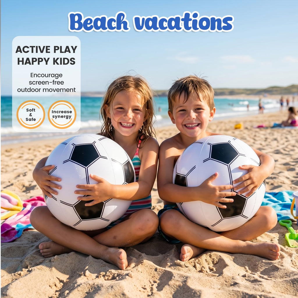 FUTUREPLUSX 8-Pack 12-Inch Inflatable Soccer Beach Balls for Kids - Burst-Resistant PVC Pool Toys & Party Favors