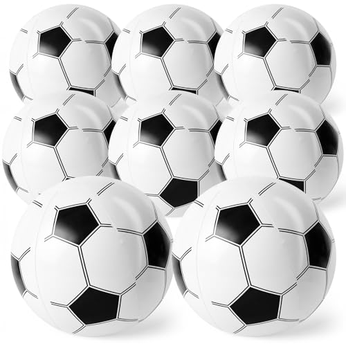 FUTUREPLUSX 8-Pack 12-Inch Inflatable Soccer Beach Balls for Kids - Burst-Resistant PVC Pool Toys & Party Favors