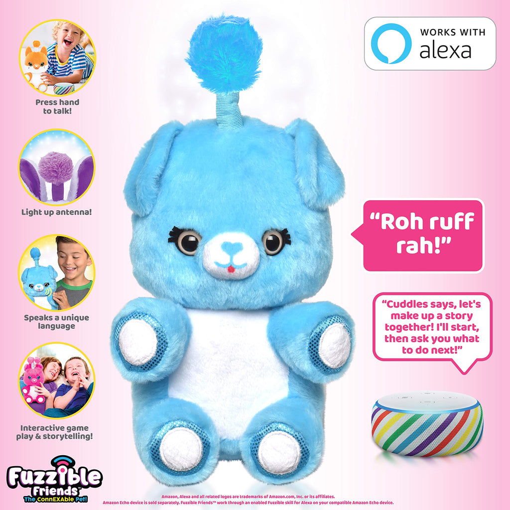 Fuzzible Friends Cuddles The Puppy Plush Light Up Toy – Interactive Toy with Alexa Translation