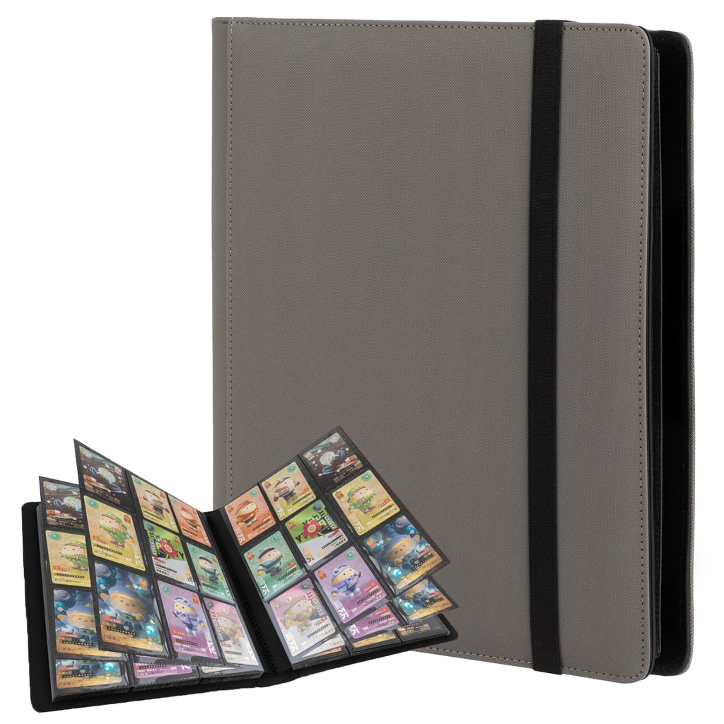 Fvxldcz 9-Pocket Trading Card Binder - PU Cover, Holds 540 Cards, Side-Loading, Gray