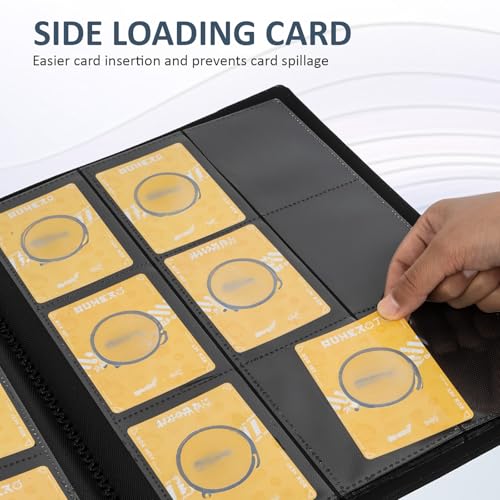 Fvxldcz 9-Pocket Trading Card Binder - PU Cover, Holds 540 Cards, Side-Loading, Gray