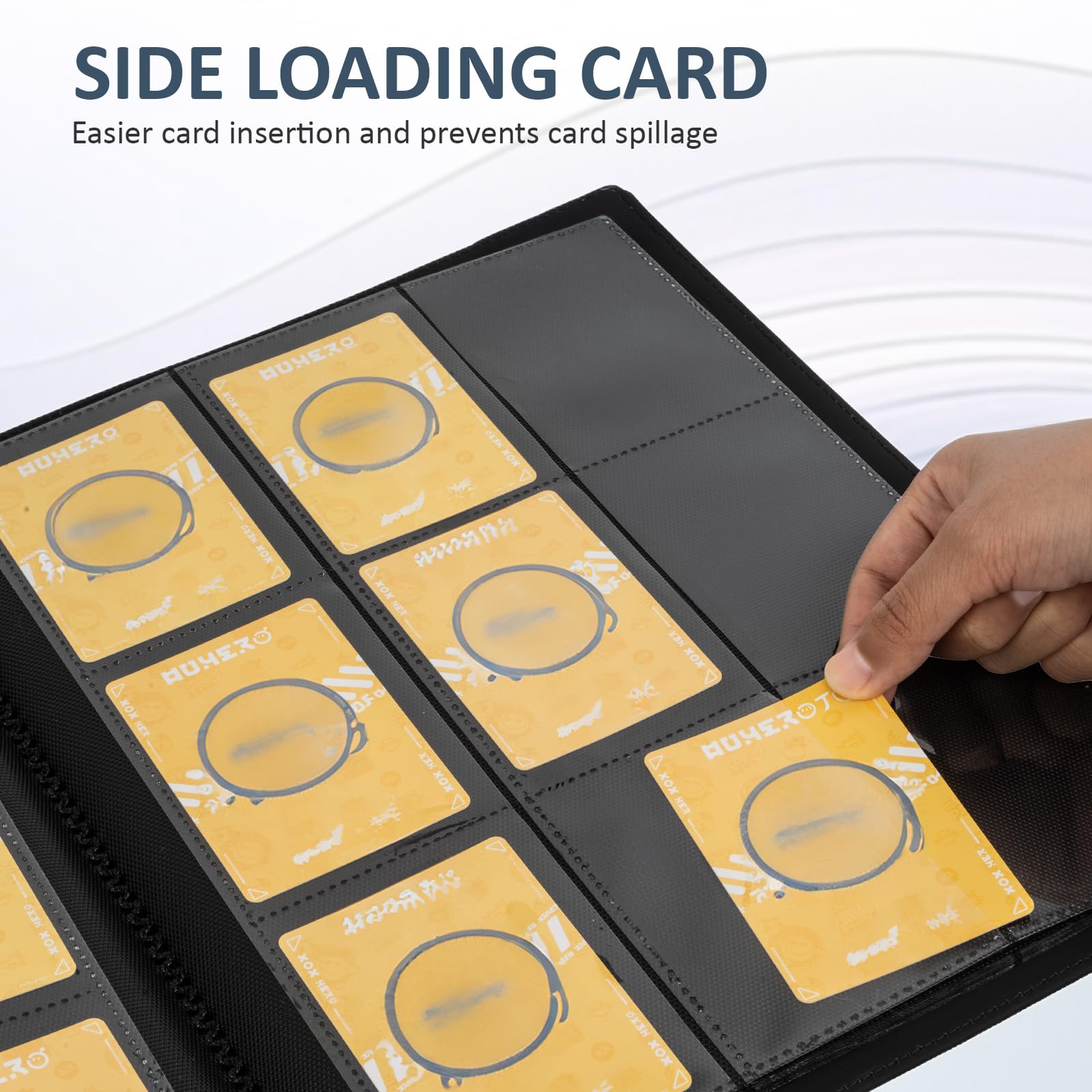 Fvxldcz 9-Pocket Trading Card Binder - PU Cover, Holds 540 Cards, Side-Loading, Gray
