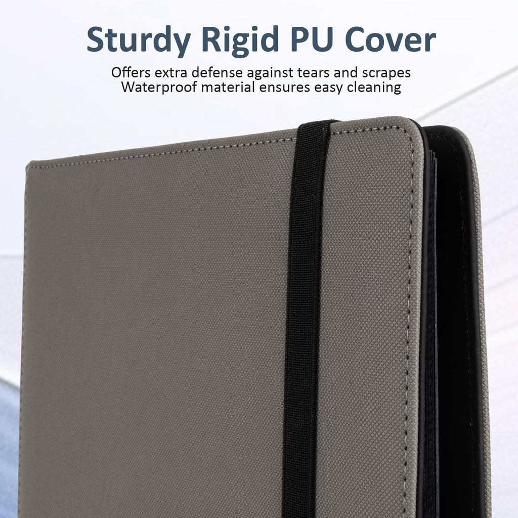 Fvxldcz 9-Pocket Trading Card Binder - PU Cover, Holds 540 Cards, Side-Loading, Gray