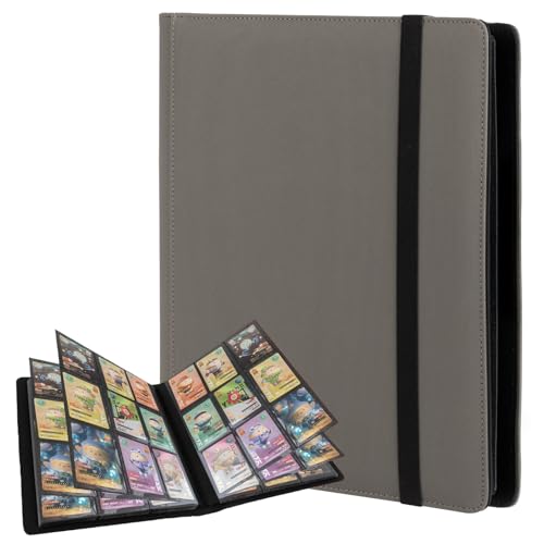 Fvxldcz 9-Pocket Trading Card Binder - PU Cover, Holds 540 Cards, Side-Loading, Gray