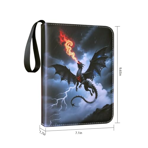 fweel Cool Dragon Trading Card Binder – 4-Pocket Zipper Binder with 400 Pockets for Standard Cards