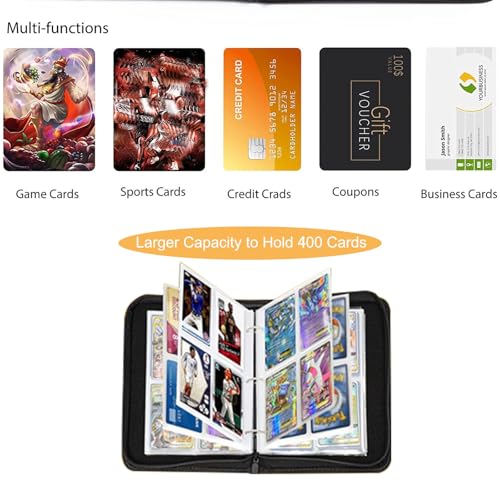 fweel Cool Dragon Trading Card Binder – 4-Pocket Zipper Binder with 400 Pockets for Standard Cards