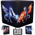 fweel Dragon Trading Card Binder - 4-Pocket Zipper Album Holds 400 Cards, Blue Dragon Design, PU Leather