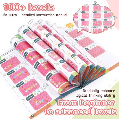fygurso Pink 32-Piece Logic Road Builder: STEM Toy for Kids Ages 3-8 with 180+ Challenges