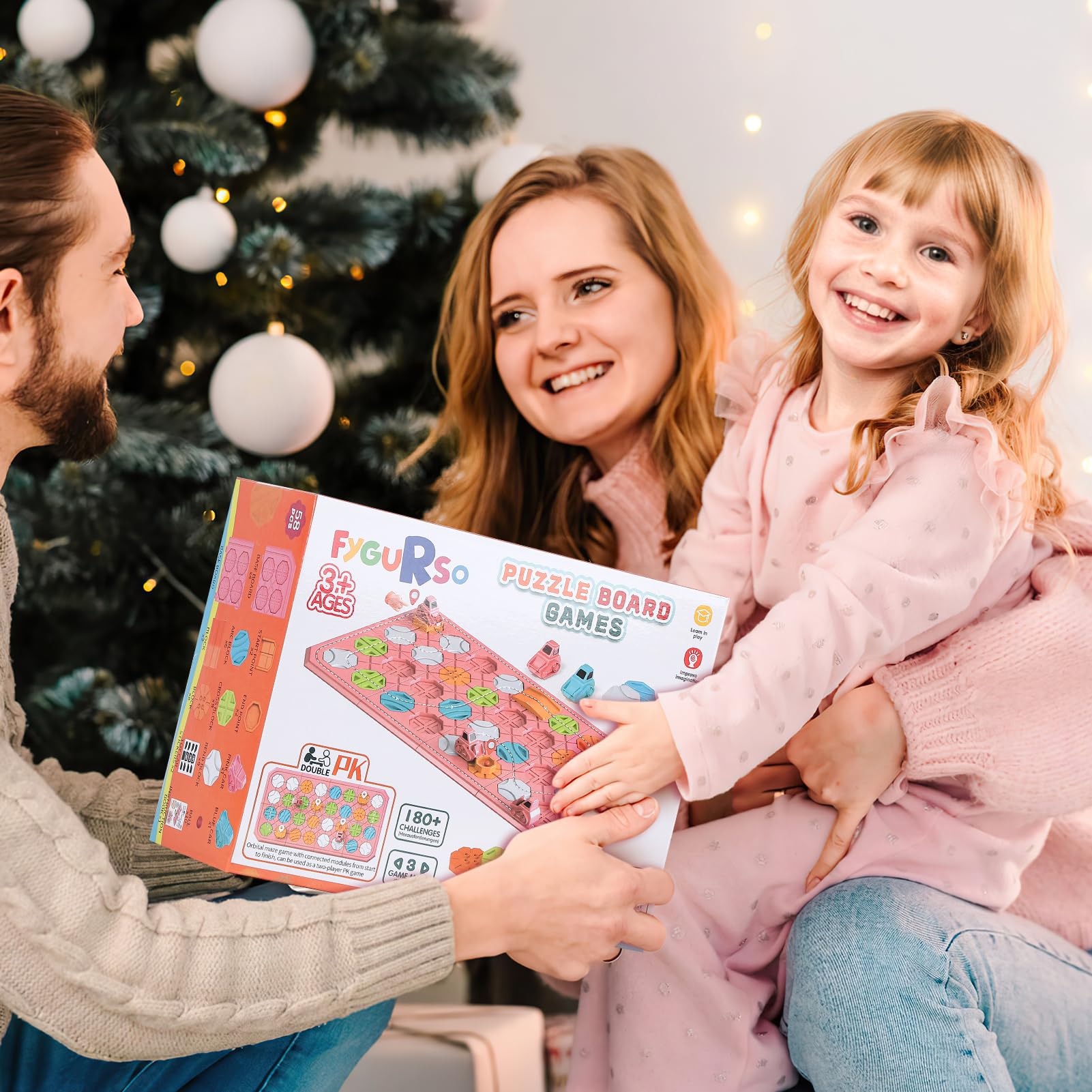 fygurso Pink 32-Piece Logic Road Builder: STEM Toy for Kids Ages 3-8 with 180+ Challenges