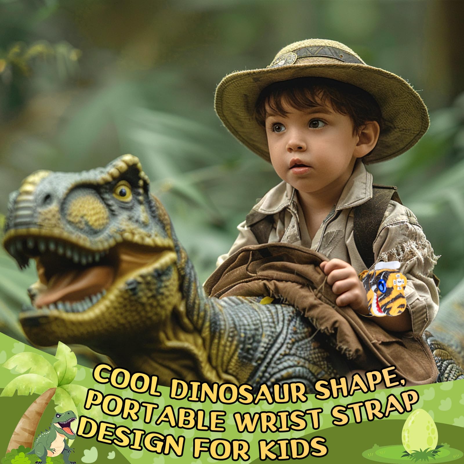 Fygurso Walkie Talkies for Kids 2 Pack - Yellow Dinosaur Design, 3280 ft Range, 48h Battery, Ages 3-8